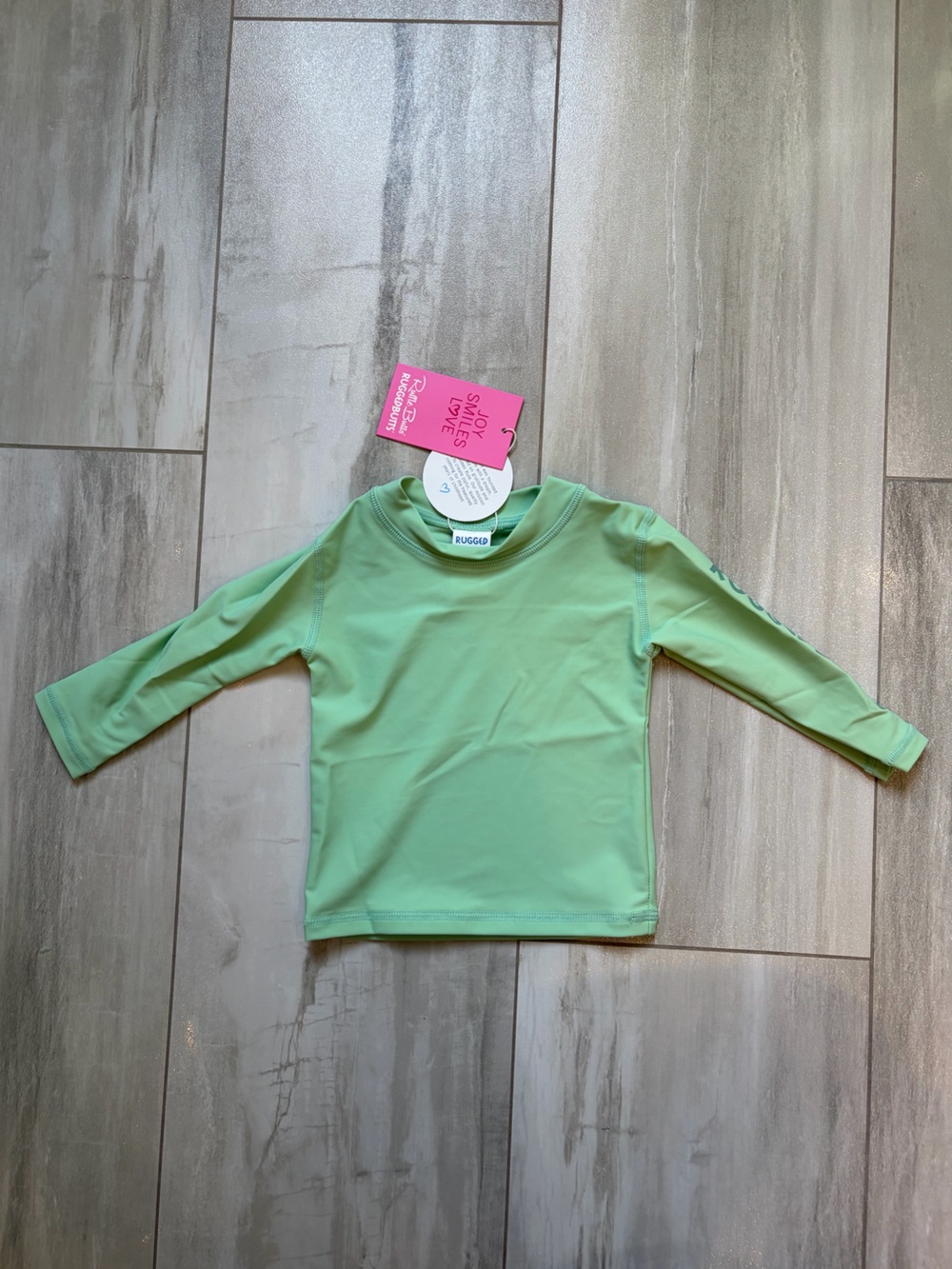 NWT RuggedButts Mint Green Rash Guard Beach Swimsuit Long Sleeve Shirt Boy 6-12M